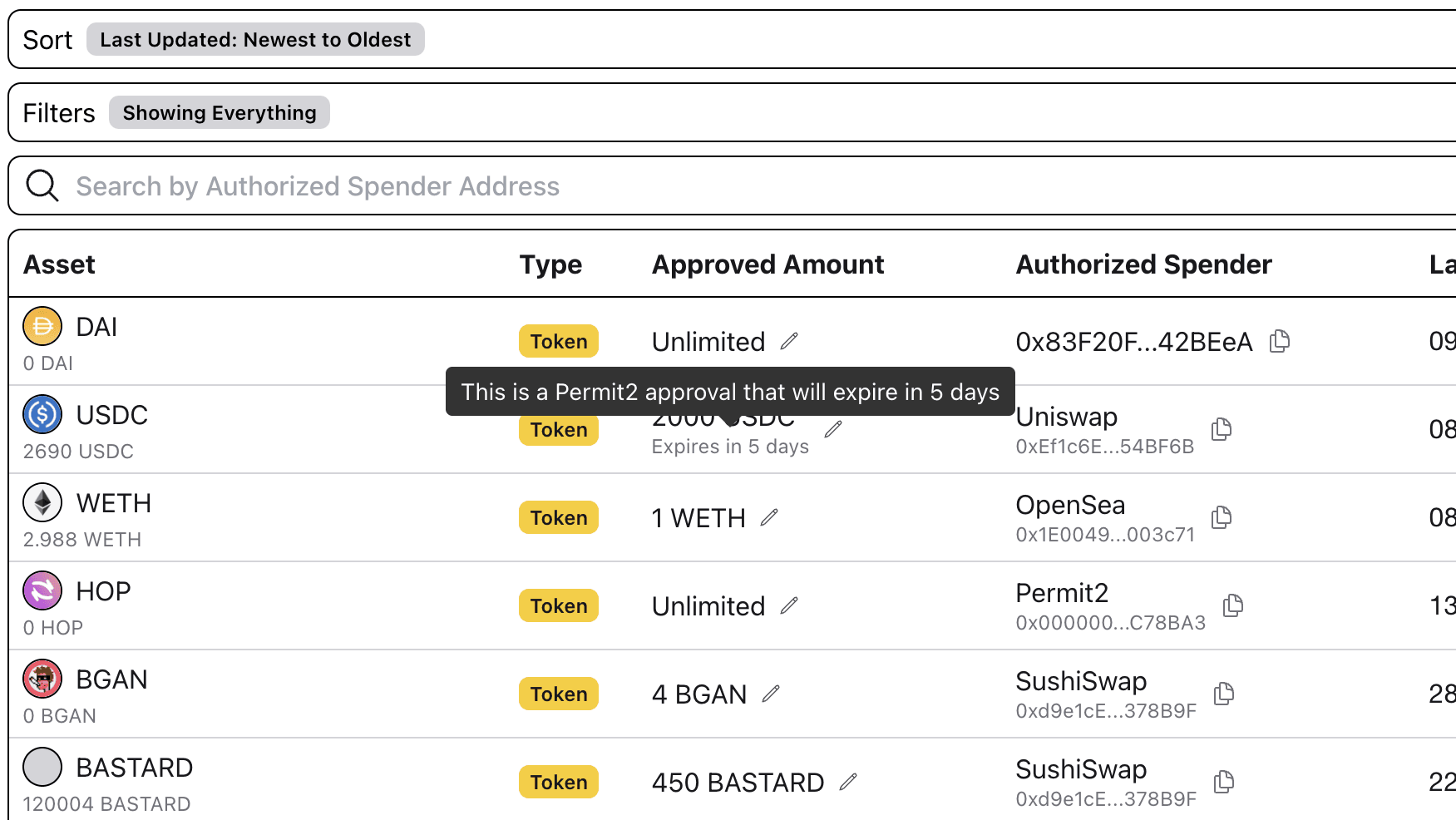 Permit2 Approvals on Revoke.cash